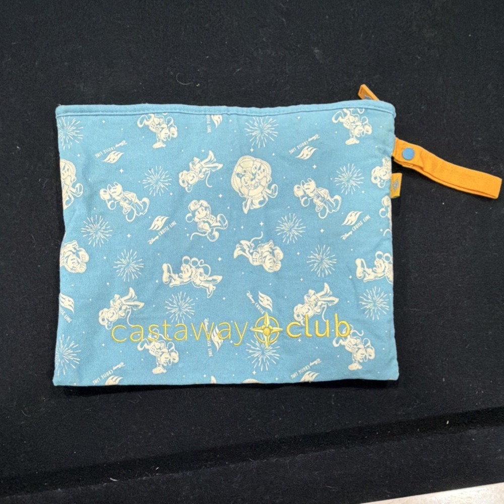 Disney Cruise Line Castaway Club Mickey Mouse Blue Cosmetic Bag Travel Pouch